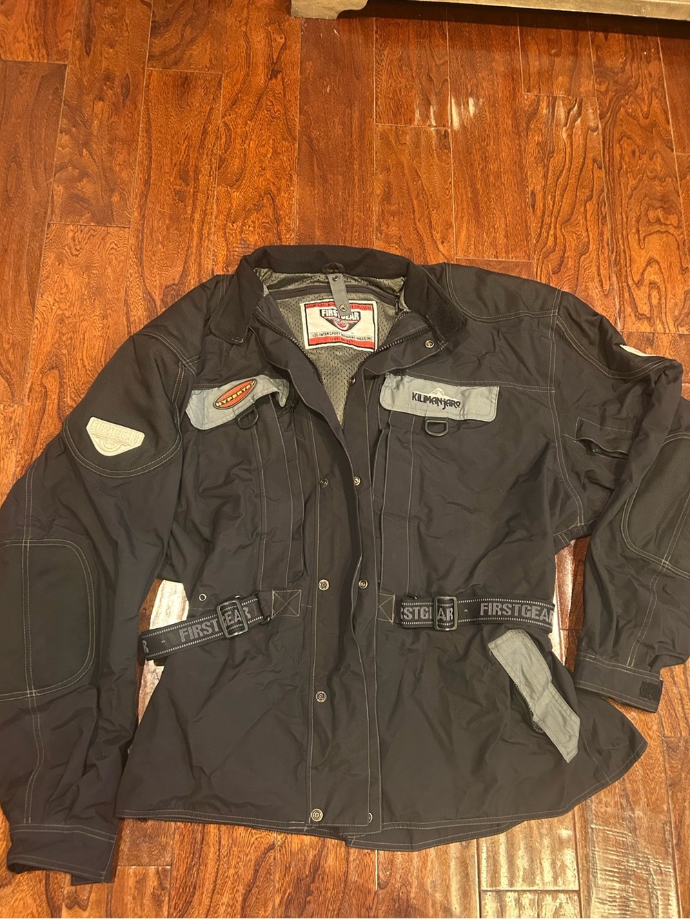Men's Black Textile Firstgear Motorcycle Jacket with Reflective Accents/padding